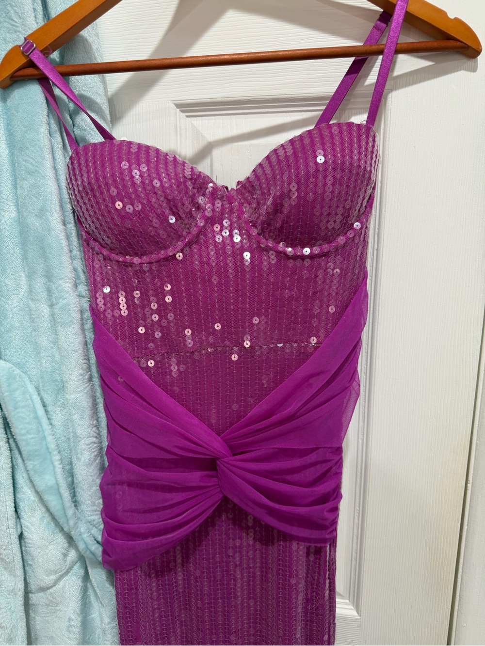 Strapless Sequin Fuchsia Evening Dress